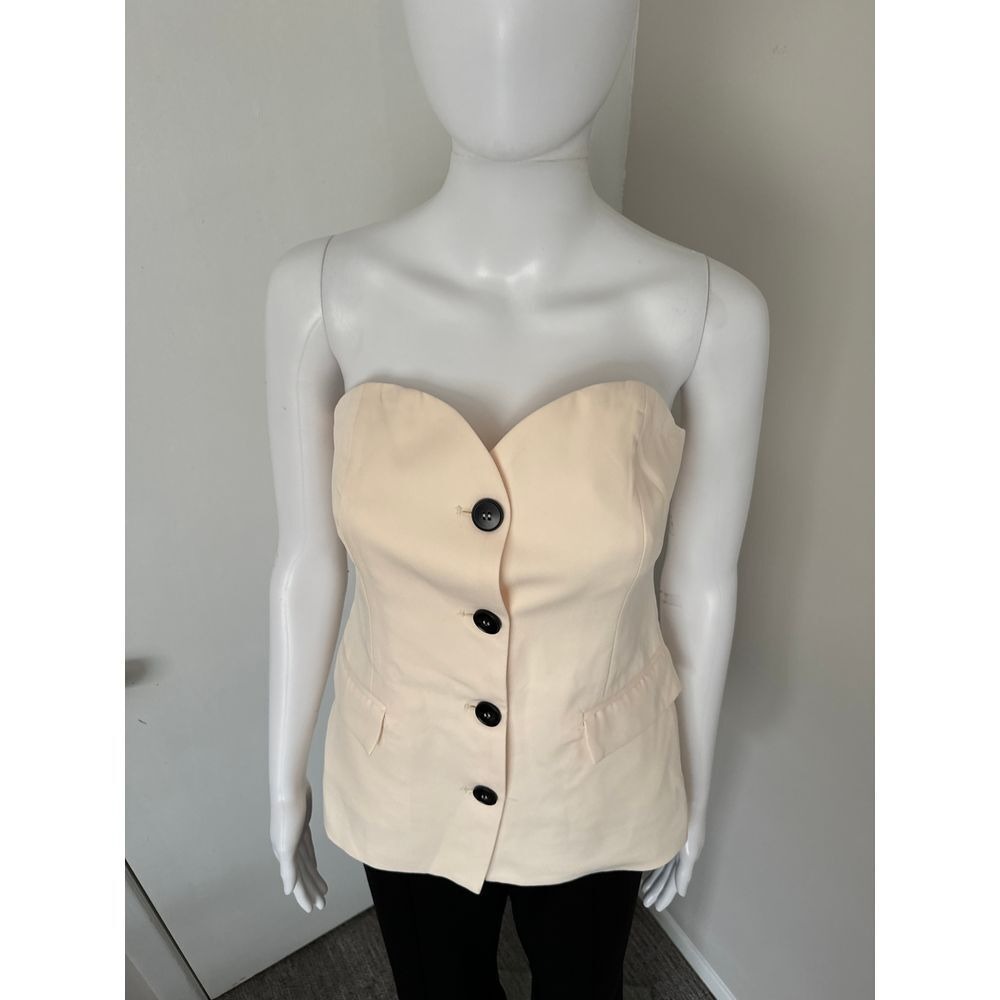 Commense Cream Strapless Corset Tube Top Button Front Vest Size S - Picture 12 of 15